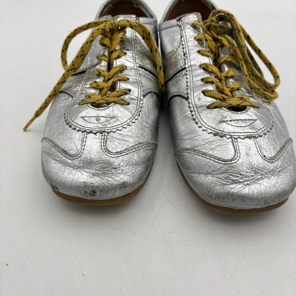 Dries Van Noten Silver Metallic Leather Marathon Men Sneakers EU 43 US 10